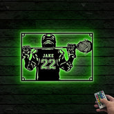 Custom Lacrosse Sign Metal Wall Art Led Lights, Personalized Lacrosse Player Metal Number Name Sign, Lacrosse Sport Metal Wall Decor